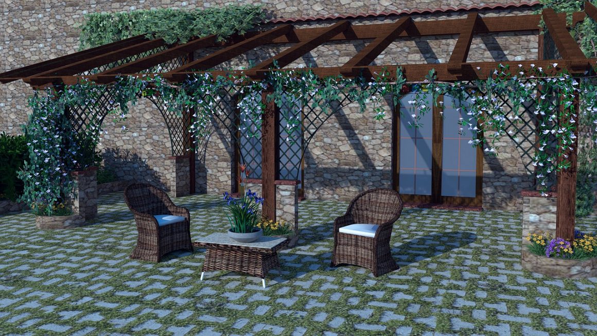 pergola recouverte de plantes